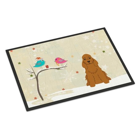 Carolines Treasures Christmas Presents Between Friends Cocker Spaniel Red Indoor or Outdoor Mat, 24 x 0.25 x 36 in. BB2567JMAT
